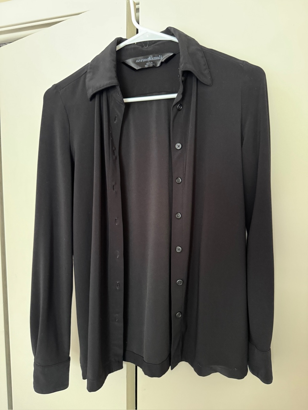 Norma Kamali Black Lightweight Button-Front Shirt Jacket